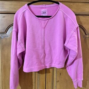 Aerie Vibrant Pink Knit Crop Sweatshirt-XS